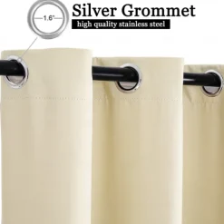 Waterproof Indoor Outdoor Curtains, Windproof Outdoor Canvas Curtains Top and Bottom Grommet, Outside Drapes for Patio Porch Pergola Arbor Lanai Gazebo Yard