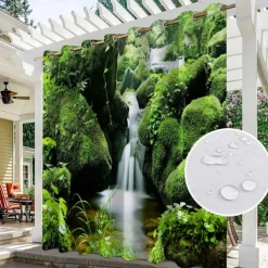 Waterproof Indoor Outdoor Curtains for Wedding Patio Thick Privacy Grommet Curtains for Wedding Bedroom, Living Room, Porch, Pergola, Cabana, 1 Panel