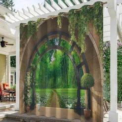 Waterproof Indoor Outdoor Curtains for Wedding Patio Thick Privacy Grommet Curtains for Wedding Bedroom, Living Room, Porch, Pergola, Cabana, 1 Panel