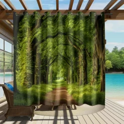 Waterproof Outdoor Curtain Privacy, Outdoor Shades, Sliding Patio Curtain Drapes, Pergola Curtains Grommet Forest For Gazebo, Balcony, Porch, Party