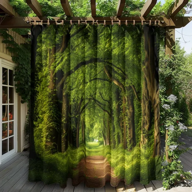 Waterproof Outdoor Curtain Privacy, Outdoor Shades, Sliding Patio Curtain Drapes, Pergola Curtains Grommet Forest For Gazebo, Balcony, Porch, Party