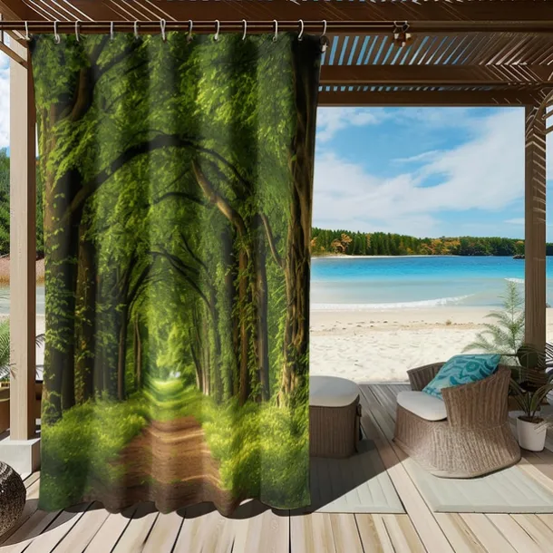 Waterproof Outdoor Curtain Privacy, Outdoor Shades, Sliding Patio Curtain Drapes, Pergola Curtains Grommet Forest For Gazebo, Balcony, Porch, Party