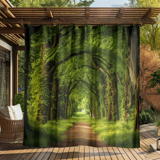 Waterproof Outdoor Curtain Privacy, Outdoor Shades, Sliding Patio Curtain Drapes, Pergola Curtains Grommet Forest For Gazebo, Balcony, Porch, Party