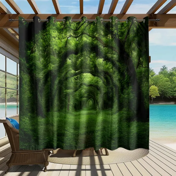 Waterproof Outdoor Curtain Privacy, Outdoor Shades, Sliding Patio Curtain Drapes, Pergola Curtains Grommet Forest For Gazebo, Balcony, Porch, Party