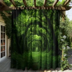 Waterproof Outdoor Curtain Privacy, Outdoor Shades, Sliding Patio Curtain Drapes, Pergola Curtains Grommet Forest For Gazebo, Balcony, Porch, Party