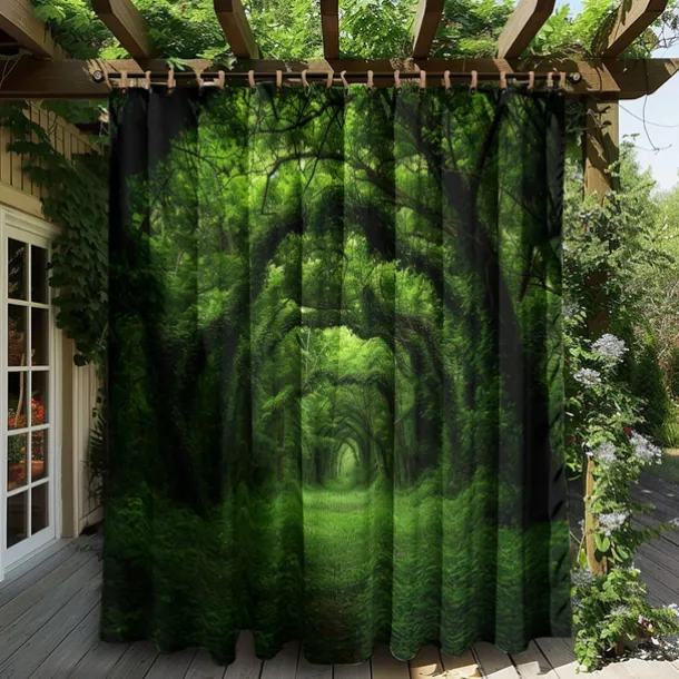 Waterproof Outdoor Curtain Privacy, Outdoor Shades, Sliding Patio Curtain Drapes, Pergola Curtains Grommet Forest For Gazebo, Balcony, Porch, Party