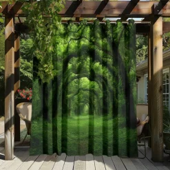 Waterproof Outdoor Curtain Privacy, Outdoor Shades, Sliding Patio Curtain Drapes, Pergola Curtains Grommet Forest For Gazebo, Balcony, Porch, Party