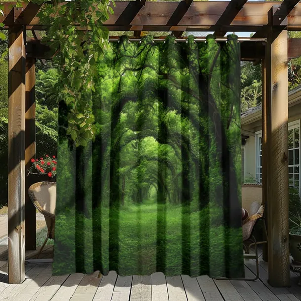 Waterproof Outdoor Curtain Privacy, Outdoor Shades, Sliding Patio Curtain Drapes, Pergola Curtains Grommet Forest For Gazebo, Balcony, Porch, Party