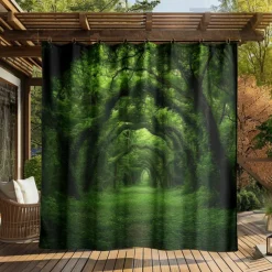Waterproof Outdoor Curtain Privacy, Outdoor Shades, Sliding Patio Curtain Drapes, Pergola Curtains Grommet Forest For Gazebo, Balcony, Porch, Party