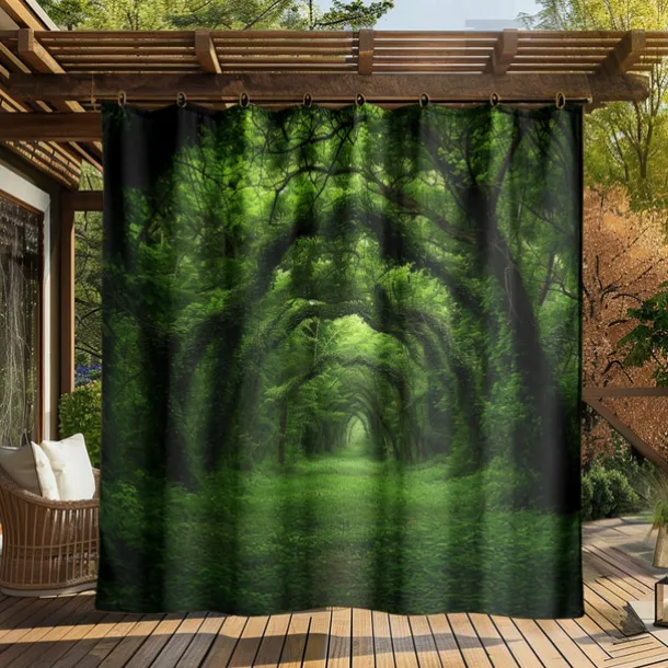 Waterproof Outdoor Curtain Privacy, Outdoor Shades, Sliding Patio Curtain Drapes, Pergola Curtains Grommet Forest For Gazebo, Balcony, Porch, Party