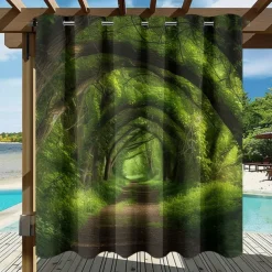 Waterproof Outdoor Curtain Privacy, Outdoor Shades, Sliding Patio Curtain Drapes, Pergola Curtains Grommet Forest For Gazebo, Balcony, Porch, Party