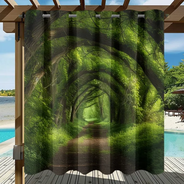 Waterproof Outdoor Curtain Privacy, Outdoor Shades, Sliding Patio Curtain Drapes, Pergola Curtains Grommet Forest For Gazebo, Balcony, Porch, Party