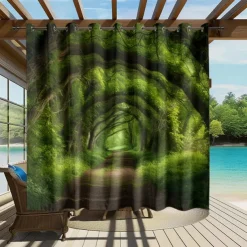 Waterproof Outdoor Curtain Privacy, Outdoor Shades, Sliding Patio Curtain Drapes, Pergola Curtains Grommet Forest For Gazebo, Balcony, Porch, Party