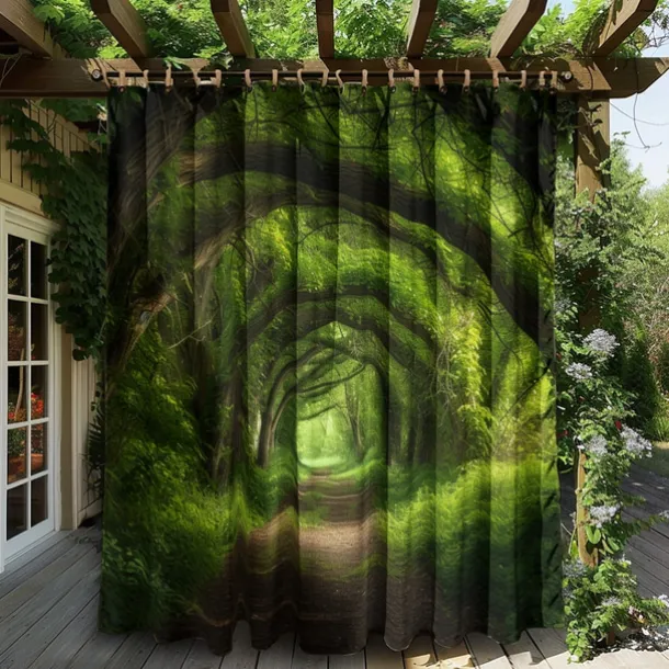 Waterproof Outdoor Curtain Privacy, Outdoor Shades, Sliding Patio Curtain Drapes, Pergola Curtains Grommet Forest For Gazebo, Balcony, Porch, Party