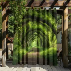 Waterproof Outdoor Curtain Privacy, Outdoor Shades, Sliding Patio Curtain Drapes, Pergola Curtains Grommet Forest For Gazebo, Balcony, Porch, Party
