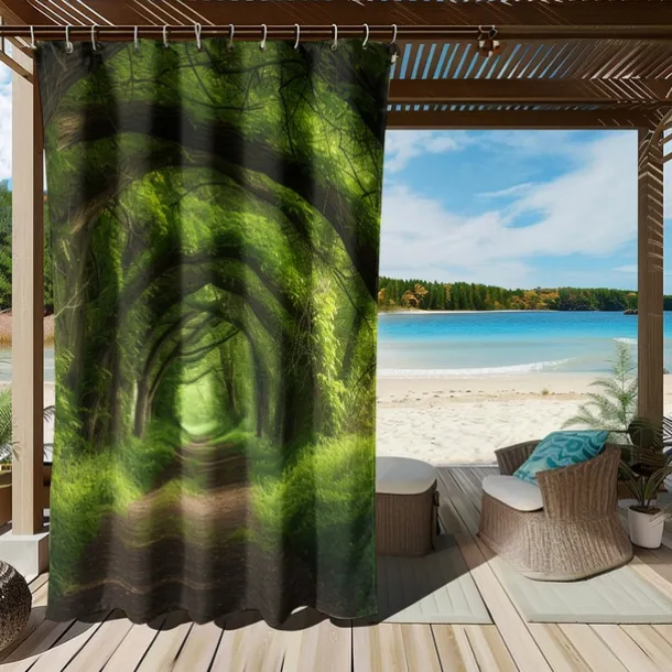 Waterproof Outdoor Curtain Privacy, Outdoor Shades, Sliding Patio Curtain Drapes, Pergola Curtains Grommet Forest For Gazebo, Balcony, Porch, Party