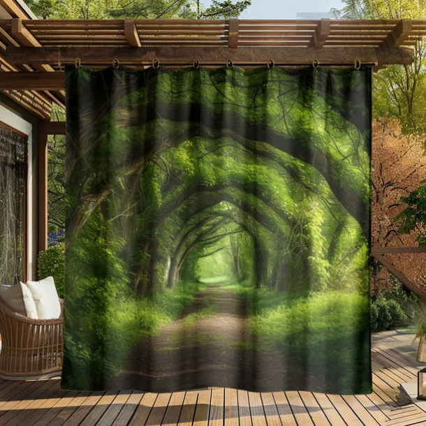 Waterproof Outdoor Curtain Privacy, Outdoor Shades, Sliding Patio Curtain Drapes, Pergola Curtains Grommet Forest For Gazebo, Balcony, Porch, Party