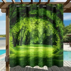 Waterproof Outdoor Curtain Privacy, Outdoor Shades, Sliding Patio Curtain Drapes, Pergola Curtains Grommet Forest For Gazebo, Balcony, Porch, Party
