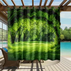 Waterproof Outdoor Curtain Privacy, Outdoor Shades, Sliding Patio Curtain Drapes, Pergola Curtains Grommet Forest For Gazebo, Balcony, Porch, Party