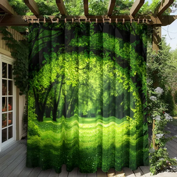 Waterproof Outdoor Curtain Privacy, Outdoor Shades, Sliding Patio Curtain Drapes, Pergola Curtains Grommet Forest For Gazebo, Balcony, Porch, Party