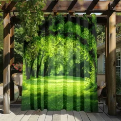 Waterproof Outdoor Curtain Privacy, Outdoor Shades, Sliding Patio Curtain Drapes, Pergola Curtains Grommet Forest For Gazebo, Balcony, Porch, Party