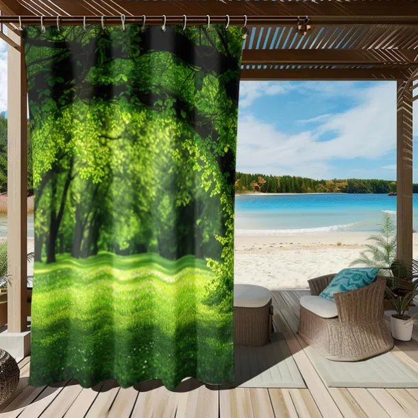 Waterproof Outdoor Curtain Privacy, Outdoor Shades, Sliding Patio Curtain Drapes, Pergola Curtains Grommet Forest For Gazebo, Balcony, Porch, Party