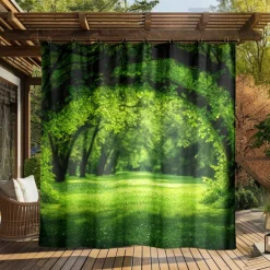 Waterproof Outdoor Curtain Privacy, Outdoor Shades, Sliding Patio Curtain Drapes, Pergola Curtains Grommet Forest For Gazebo, Balcony, Porch, Party