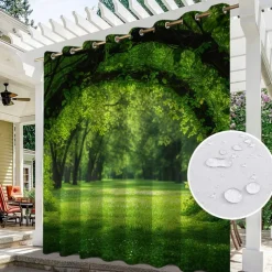 Waterproof Outdoor Curtain Privacy, Outdoor Shades, Sliding Patio Curtain Drapes, Pergola Curtains Grommet Forest For Gazebo, Balcony, Porch, Party