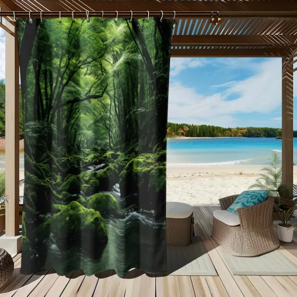 Waterproof Outdoor Curtain Privacy, Outdoor Shades, Sliding Patio Curtain Drapes, Pergola Curtains Grommet Forest Creek For Gazebo, Balcony, Porch, Party