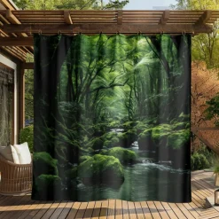 Waterproof Outdoor Curtain Privacy, Outdoor Shades, Sliding Patio Curtain Drapes, Pergola Curtains Grommet Forest Creek For Gazebo, Balcony, Porch, Party
