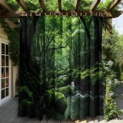 Waterproof Outdoor Curtain Privacy, Outdoor Shades, Sliding Patio Curtain Drapes, Pergola Curtains Grommet Forest Creek For Gazebo, Balcony, Porch, Party