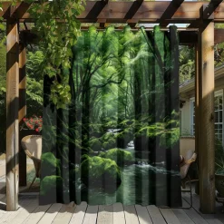 Waterproof Outdoor Curtain Privacy, Outdoor Shades, Sliding Patio Curtain Drapes, Pergola Curtains Grommet Forest Creek For Gazebo, Balcony, Porch, Party