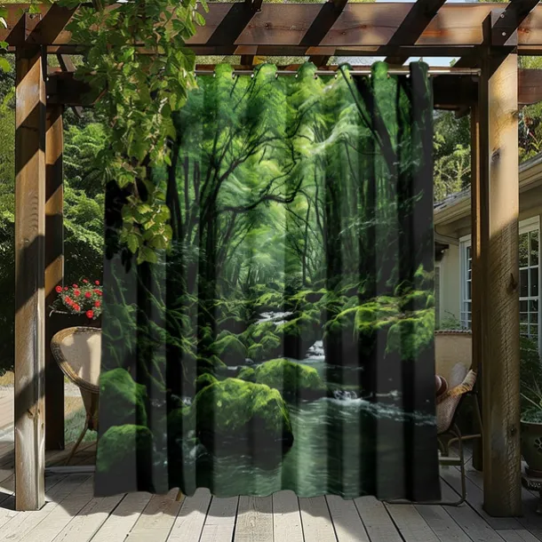 Waterproof Outdoor Curtain Privacy, Outdoor Shades, Sliding Patio Curtain Drapes, Pergola Curtains Grommet Forest Creek For Gazebo, Balcony, Porch, Party