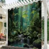 Waterproof Outdoor Curtain Privacy, Outdoor Shades, Sliding Patio Curtain Drapes, Pergola Curtains Grommet 3D Forest Landscape For Gazebo, Balcony, Porch, Party