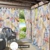 Waterproof Outdoor Curtain Privacy, Sliding Patio Curtain Drapes, Pergola Curtains Grommet Colorful Leaves For Gazebo, Balcony, Porch, Party, 1 Panel