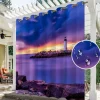 Waterproof Outdoor Curtain Privacy, Sliding Patio Curtain Drapes, Pergola Curtains Grommet 3D Ocean Light Tower Landscape For Gazebo, Balcony, Porch, Party, 1 Panel