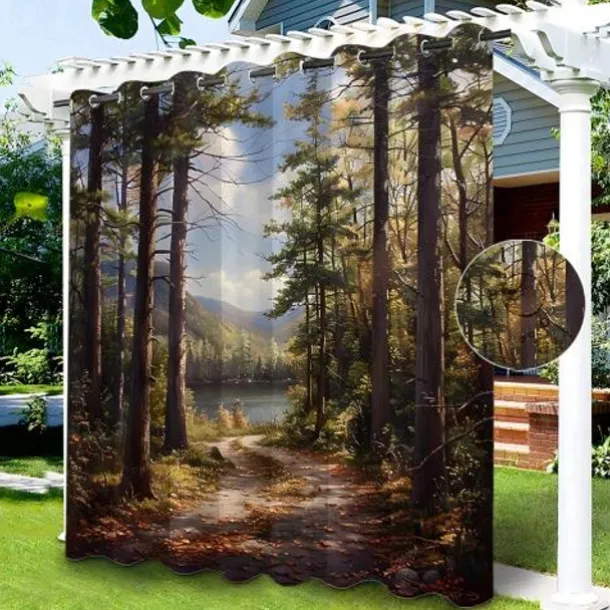 Waterproof Outdoor Curtain Privacy, Sliding Patio Beach Curtain Drapes , Pergola Curtains Grommet For Gazebo, Balcony, Porch, Party, Hotel, 1 Panel