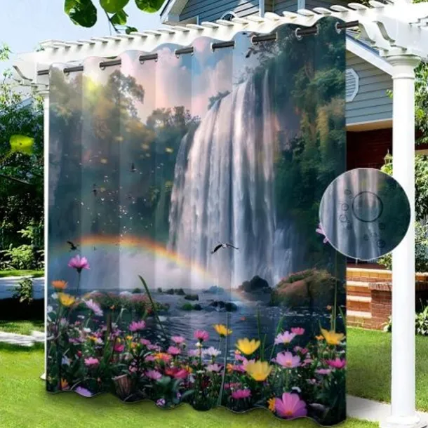 Waterproof Outdoor Curtain Privacy, Sliding Patio Beach Curtain Drapes , Pergola Curtains Grommet For Gazebo, Balcony, Porch, Party, Hotel, 1 Panel