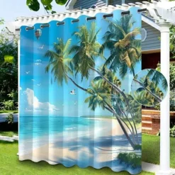Waterproof Outdoor Curtain Privacy, Sliding Patio Beach Curtain Drapes , Pergola Curtains Grommet For Gazebo, Balcony, Porch, Party, Hotel, 1 Panel