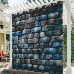 Waterproof Outdoor Curtain Privacy, Outdoor Shades, Sliding Patio Curtain Drapes, Pergola Curtains Grommet Brick Wall For Gazebo, Balcony, Porch, Party