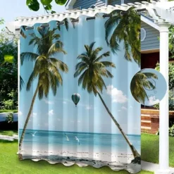 Waterproof Outdoor Curtain Privacy, Sliding Patio Curtain Drapes, Pergola Curtains Grommet 3D Forest Landscape For Gazebo, Balcony, Porch, Party, 1 Panel