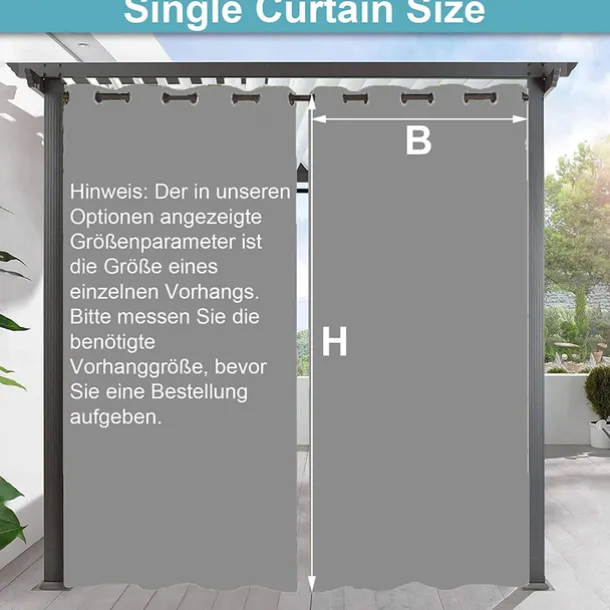 Waterproof Outdoor Curtain Privacy, Sliding Patio Curtain Drapes, Pergola Curtains Grommet 3D Watrefall Boat For Gazebo, Balcony, Porch, Party, 1 Panel