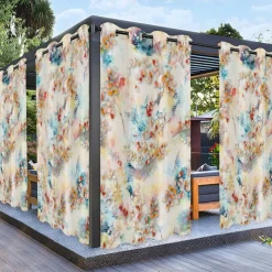 Waterproof Outdoor Curtain Privacy, Sliding Patio Curtain Drapes, Pergola Curtains Grommet Rainbow Color For Gazebo, Balcony, Porch, Party, 1 Panel