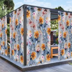 Waterproof Outdoor Curtain Privacy, Sliding Patio Curtain Drapes, Pergola Curtains Grommet Rainbow Color For Gazebo, Balcony, Porch, Party, 1 Panel