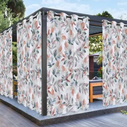 Waterproof Outdoor Curtain Privacy, Sliding Patio Curtain Drapes, Pergola Curtains Grommet Rainbow Color For Gazebo, Balcony, Porch, Party, 1 Panel