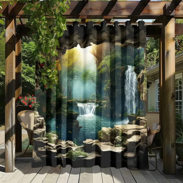 Waterproof Outdoor Curtain Privacy, Outdoor Shades, Sliding Patio Curtain Drapes, Pergola Curtains Grommet Forest Cascade For Gazebo, Balcony, Porch, Party