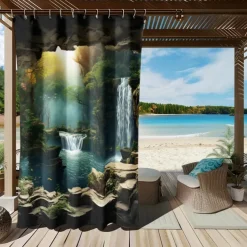 Waterproof Outdoor Curtain Privacy, Outdoor Shades, Sliding Patio Curtain Drapes, Pergola Curtains Grommet Forest Cascade For Gazebo, Balcony, Porch, Party