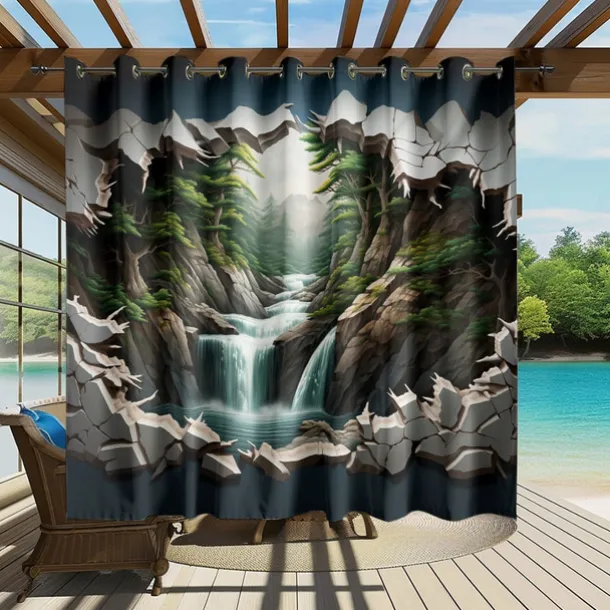 Waterproof Outdoor Curtain Privacy, Outdoor Shades, Sliding Patio Curtain Drapes, Pergola Curtains Grommet Forest Cascade For Gazebo, Balcony, Porch, Party