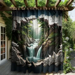 Waterproof Outdoor Curtain Privacy, Outdoor Shades, Sliding Patio Curtain Drapes, Pergola Curtains Grommet Forest Cascade For Gazebo, Balcony, Porch, Party