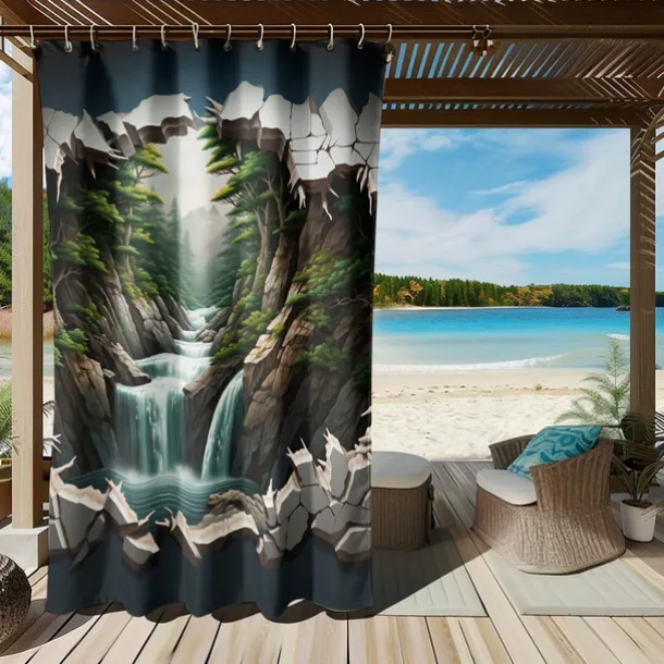 Waterproof Outdoor Curtain Privacy, Outdoor Shades, Sliding Patio Curtain Drapes, Pergola Curtains Grommet Forest Cascade For Gazebo, Balcony, Porch, Party